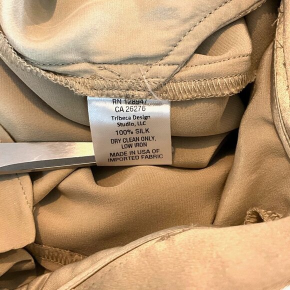 Nili Lotan Dress Pants Drop Crotch Cropped Ankle Gold 100% Silk Size 00 - Picture 7 of 8